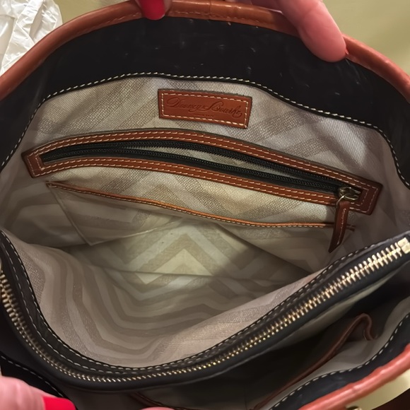 Dooney and Burke textured leather purses, two tone black and brown. - Picture 5 of 6